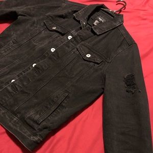 Forever 21 Black Distressed Denim Jacket
